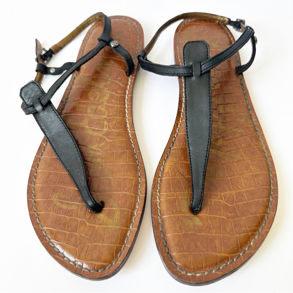 Black leather Sam Edelman Gigi thong sandals 9